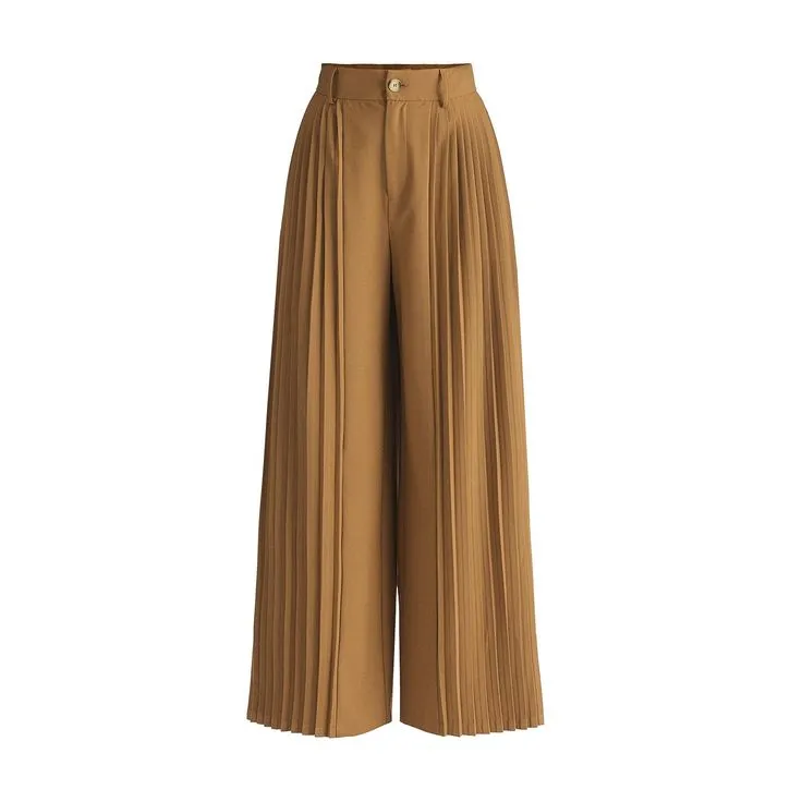 Women's pleated dress pants wool blend formal wear